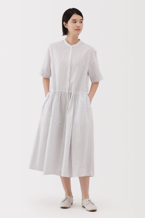 Women’s Hemp Cotton Short Sleeve Striped Dress